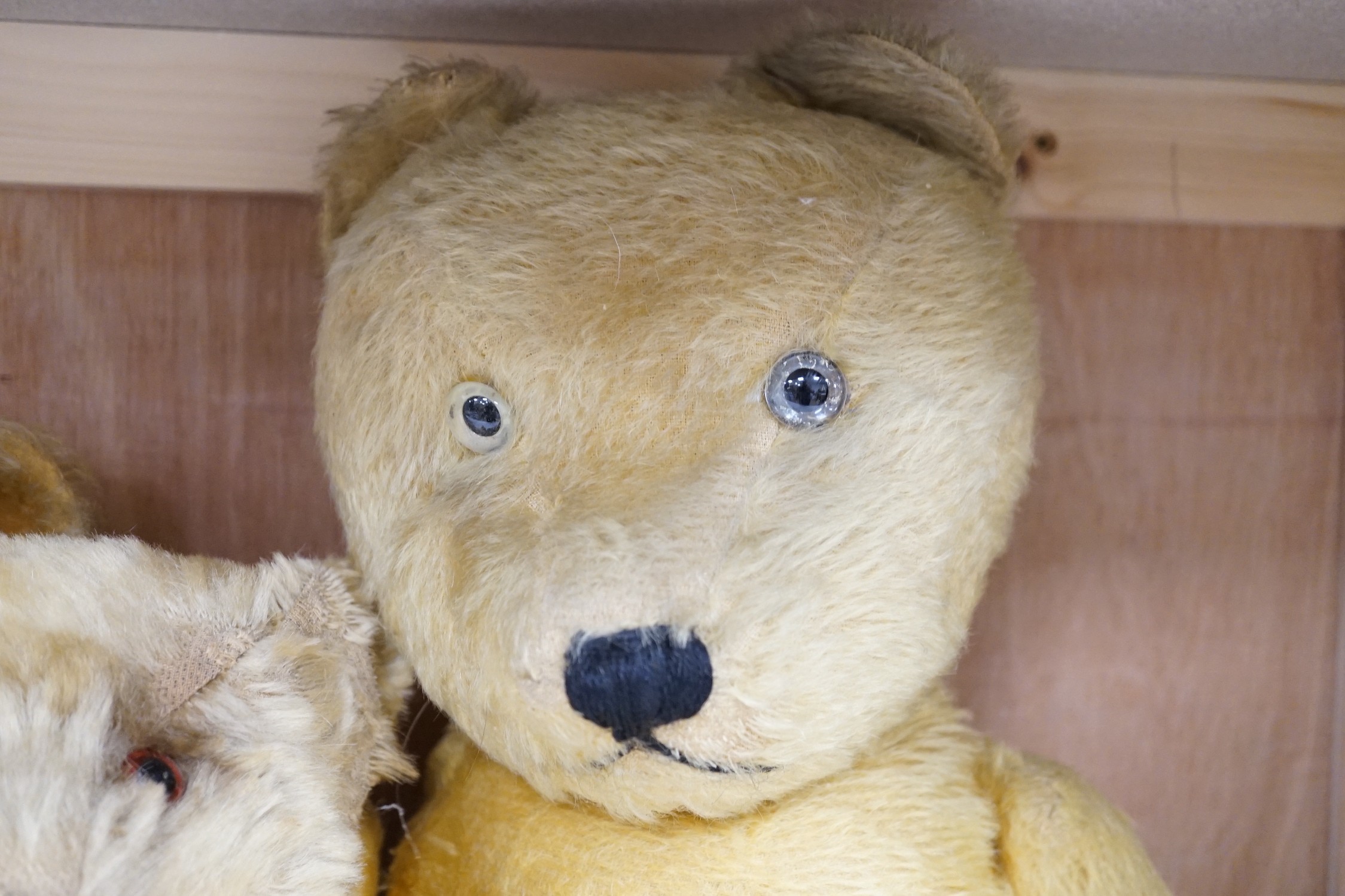 Three British Teddy Bears c.1950's including Chiltern Hugmee, tallest 68cms highest